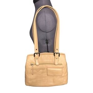 Y2K Shoulder Bag Stone Mountain Tan Pebbled Leather Classic Everyday Zip Purse